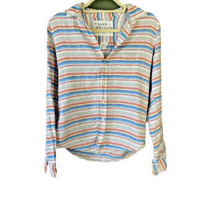 Frank & Eileen Shirt Womens Small Barry Linen Button Up Striped Coastal Blouse